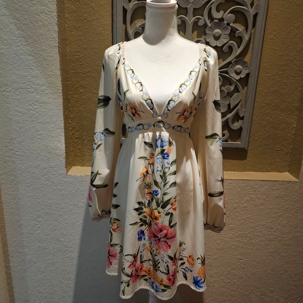 Floral  Large Cottagecore Milkmaid Dress Romantic Coquette Prairie  Fairycore - Picture 2 of 8